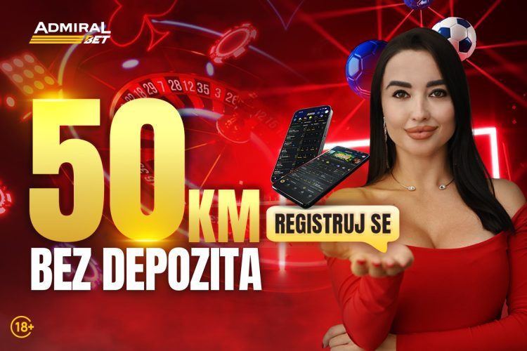 AdmiralBet ponovo časti: Registriraj se i preuzmi 50 KM bonusa BEZ UVJETA