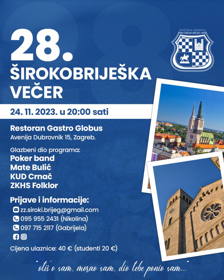 Najava 28. širokobriješke večeri u Zagrebu: Očekuje vas bogat program
