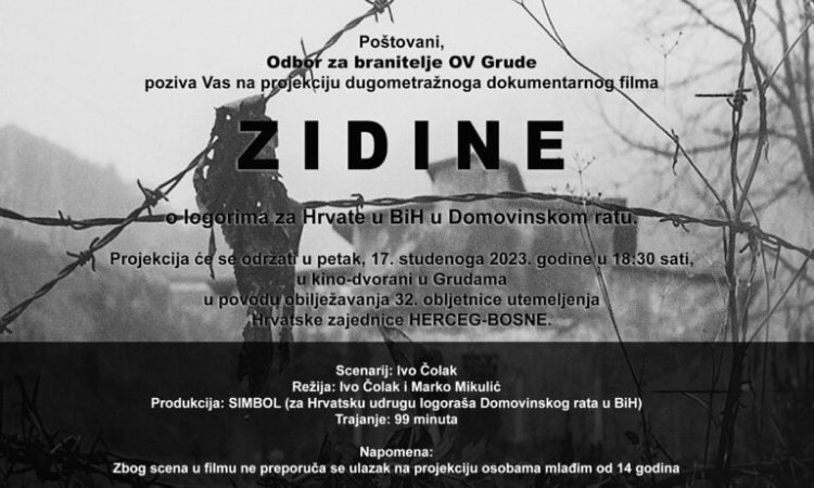 Pogledajte film “Zidine” u kinodvorani Grude