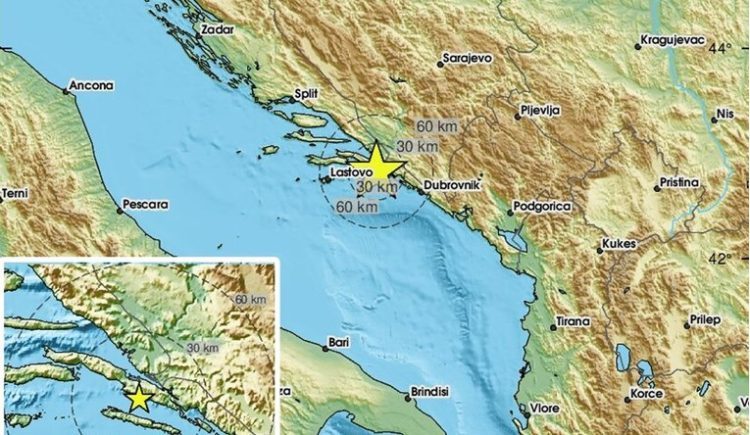 Potres magnitude 3.7 na jugu Hrvatske , osjetio se i u Hercegovini