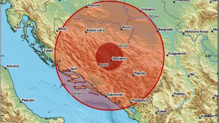 Jak potres u Bosni i Hercegovini, epicentar oko Sarajeva