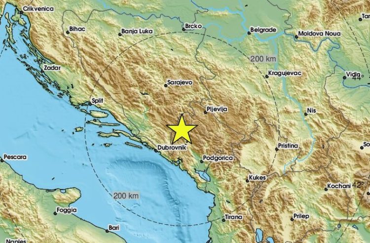 Epicentar potresa na granici BiH i Crne Gore, podrhtavanje tla se osjetilo u Hercegovini