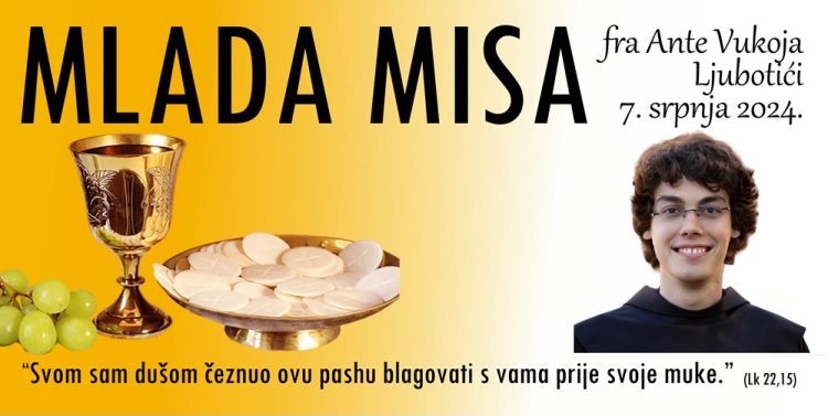 U nedjelju Mlada misa fra Ante Vukoje iz Ljubotića
