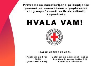 Crveni križ ŽZH: Privremeno zaustavljamo prikupljanje roba, svi skladišni kapaciteti su puni