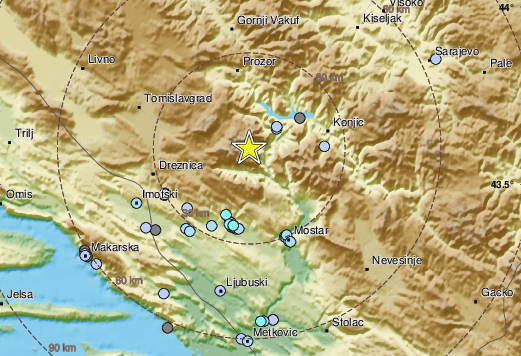 Potres uzdrmao Hercegovinu