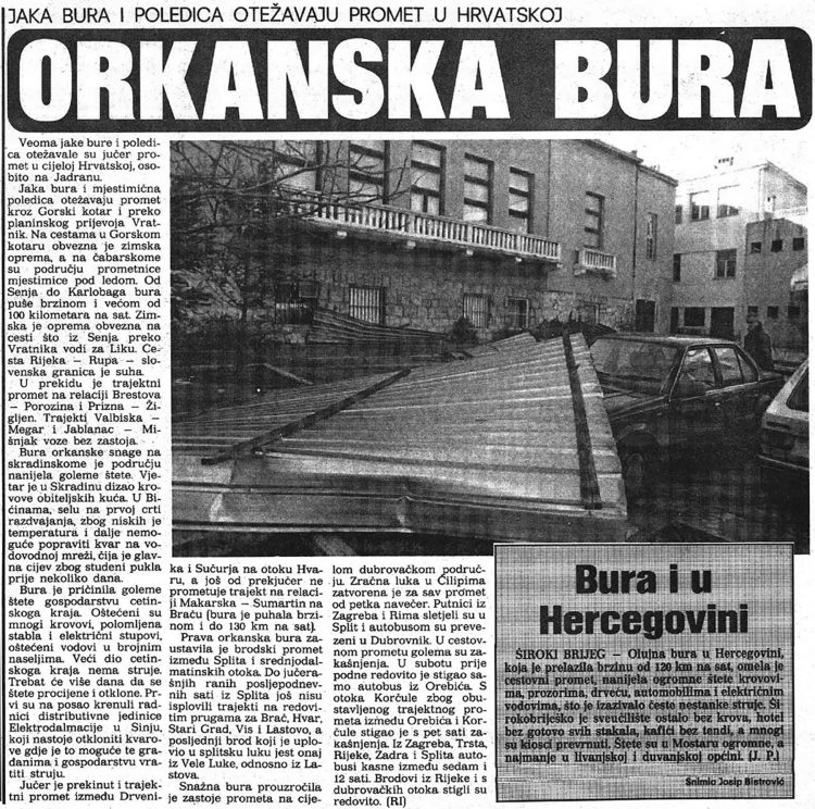 Evo kako se pisalo o buri u Širokom Brijegu 15. siječnja 1995.