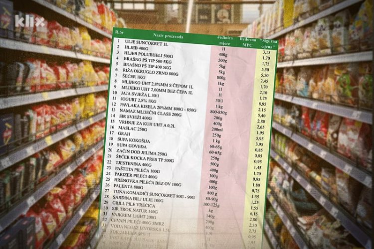 Ovo je popis 65 proizvoda koje je Vlada FBiH snizila i zaključala
