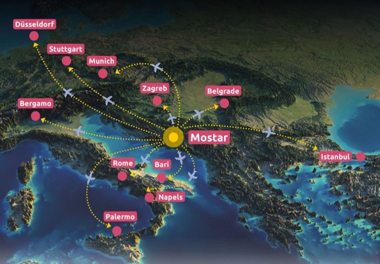 Mostar izravnim letovima povezan s 11 destinacija
