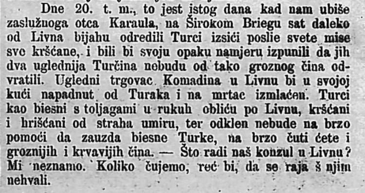 Priča o spriječenom pokolju u Širokom Brijegu 1875. godine
