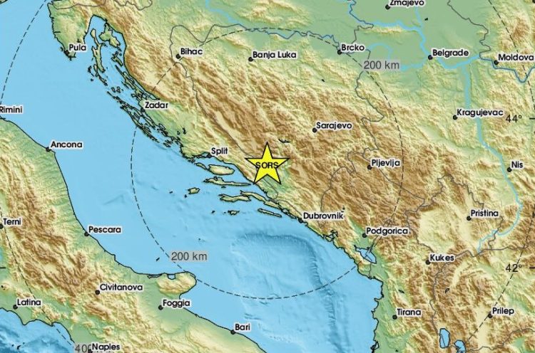 Potres probudio Hercegovinu, epicentar kod Širokog Brijega