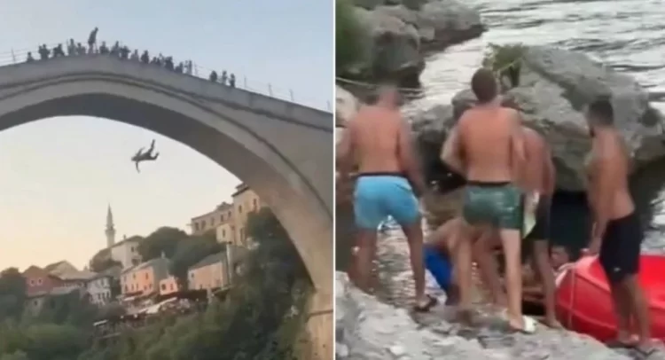 Trenutak ludosti u Mostaru: Turist skočio s  Starog mosta u odjeći i obući