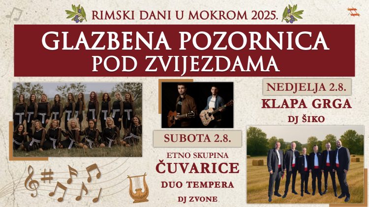 Rimski dani u Mokrom: Dvije glazbene večeri pod zvjezdanim nebom u Mokrom