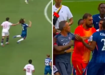 (VIDEO) Pogledajte skandal na finalu: Igrač PSG-a hvatao Cucurellu za kosu, Luis Enrique za vrat