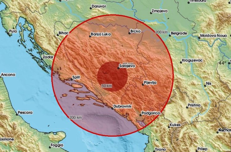 Potres u Hercegovini: Zatreslo područje zapadno od Mostara, 3,4 prema Richteru