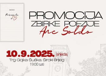 U Širokom Brijegu predstavljanje zbirke poezije “Pišem te u srcu” Ane Soldo