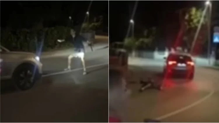 (VIDEO) Dramatična snimka iz Hrvatske: Muškarac s puškom zaustavljao vozila, vozač stisnuo gas i pregazio ga