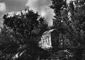 Fotografija iz 1958. : Vitkov stećak na lokalitetu Barevište u Mokrom
