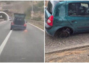 (VIDEO) Kad mislite da ste sve vidjeli, šok: Vozačica jurila cestom bez guma i s otvorenim prtljažnikom