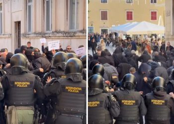 (VIDEO) Prosvjedni marš u četiri hrvatska grada završio naguravanjem s policijom