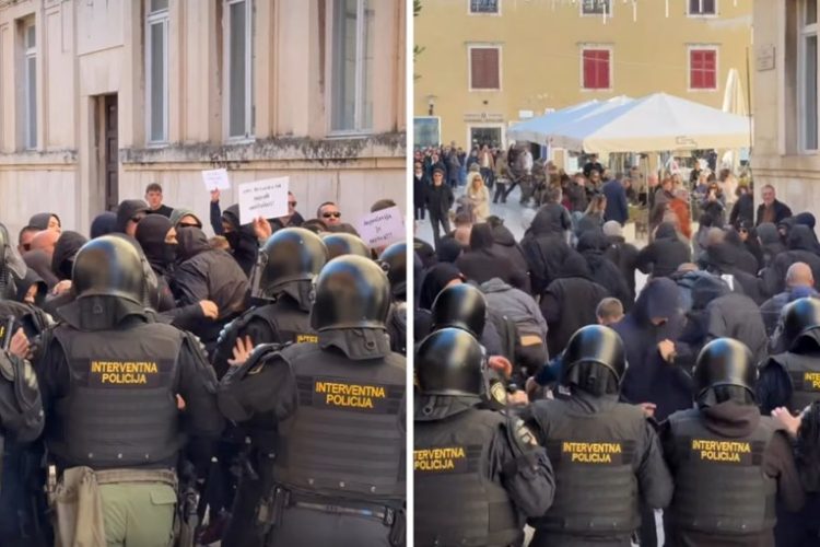 (VIDEO) Prosvjedni marš u četiri hrvatska grada završio naguravanjem s policijom