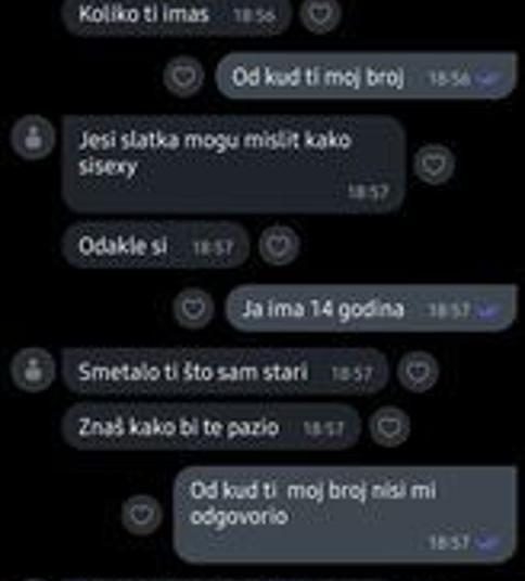 Predator se dopisivao s maloljetnicom od 14 godina, pogledajte kakve je poruke slao