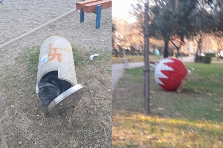 Vandalizam u parku Zrinjevac: Oštećeni božićni ukrasi i komunalna oprema