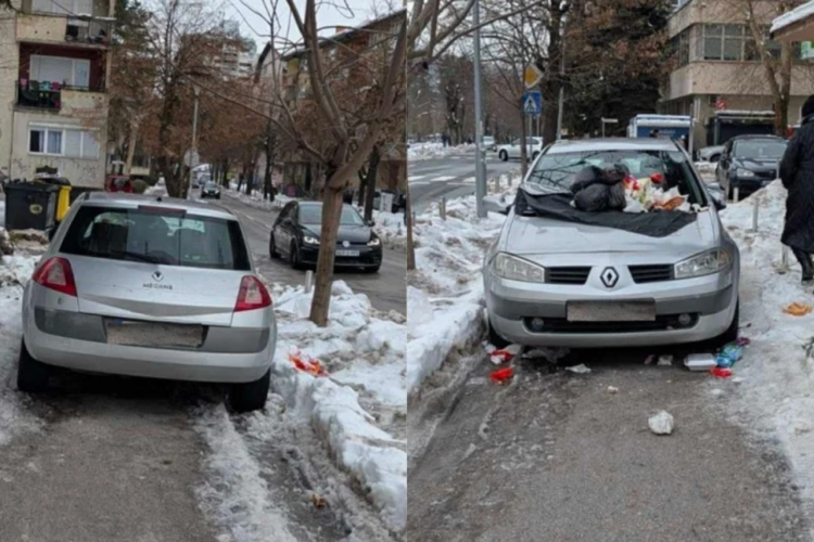 Nepropisno parkiranje u BiH završilo zatrpanim automobilom smeća