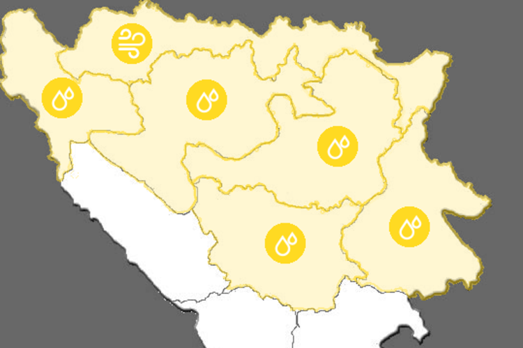 Danas upaljen meteoalarm za pet regija u BiH