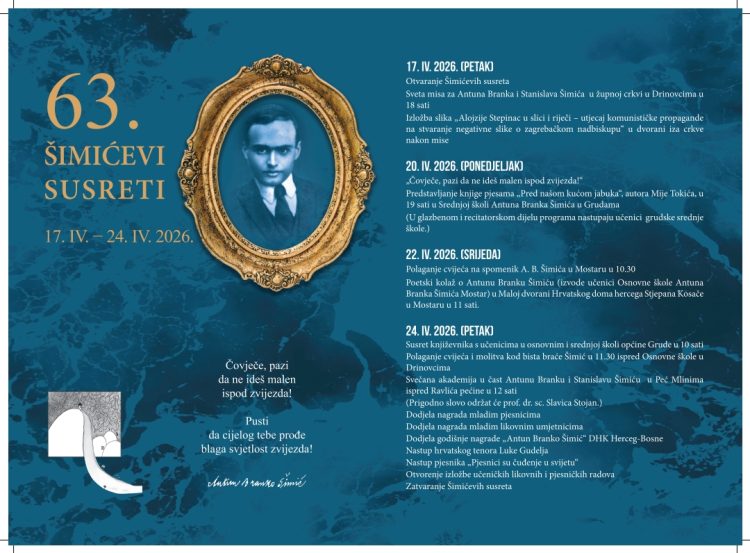 Grude: Šimićevi susreti donose bogat program u čast književne baštine i mladih stvaratelja