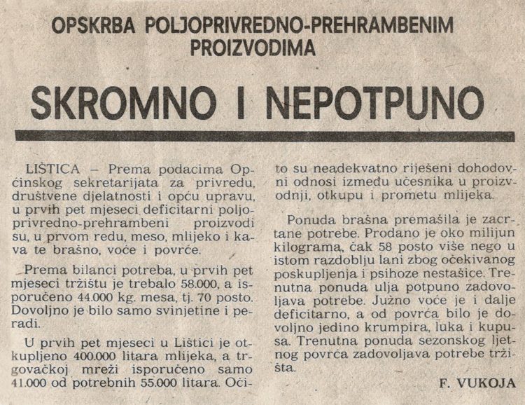 Iz prošlosti Širokog Brijega: Vrijeme kada su meso, mlijeko i kava bili deficitarni