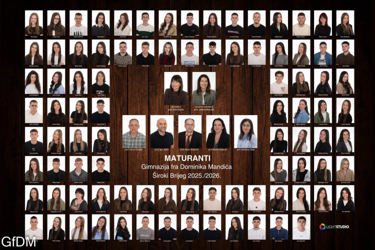 Predstavljena 70. generacija maturanata Gimnazije fra Dominika Mandića u Širokom Brijegu
