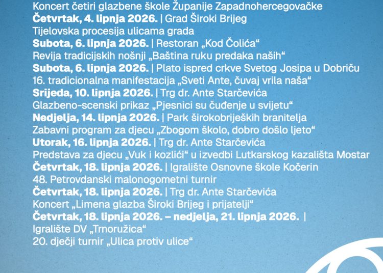 Donosimo lipanjski program manifestacije u Širokom Brijegu: Evo što vas očekuje