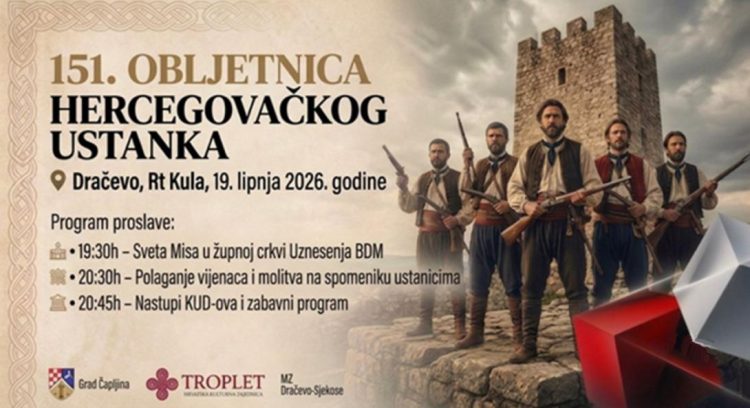 Misa, polaganje vijenaca i narodne igre povodom 151. obljetnice Hercegovačkog ustanka