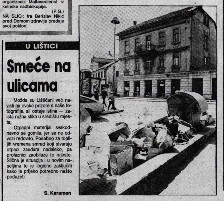 Iz prošlosti Širokog Brijega: Problemi s otpadom na ulicama grada 1990.