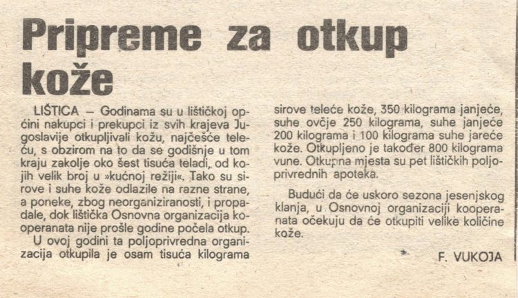 Iz prošlosti Širokog Brijega: Kako se u Lištici organizirao otkup kože