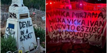Evo što znače napisi i brojevi koje su vandali išarali po Gospinu kipu i napisali na transparentu