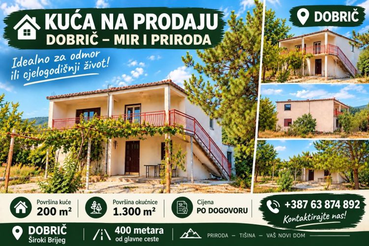 Široki Brijeg: Prodaje se kuća na atraktivnoj lokaciji, 200 m² doma i 1.300 m² okućnice
